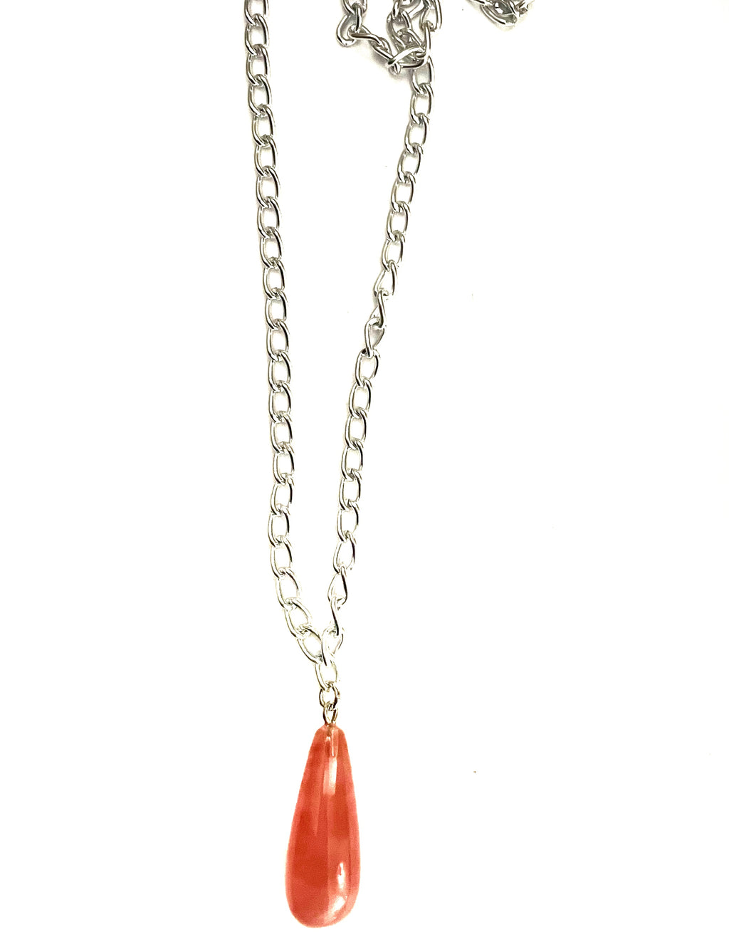 Cherry Quartz Teardrop Pendant Necklace