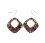 Diamond Wood  Carved Earrings