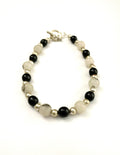 Milky White with Black Specks Wire Bracelet