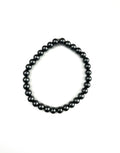 Gunmetal Glass Pearl Stretchy Bracelet