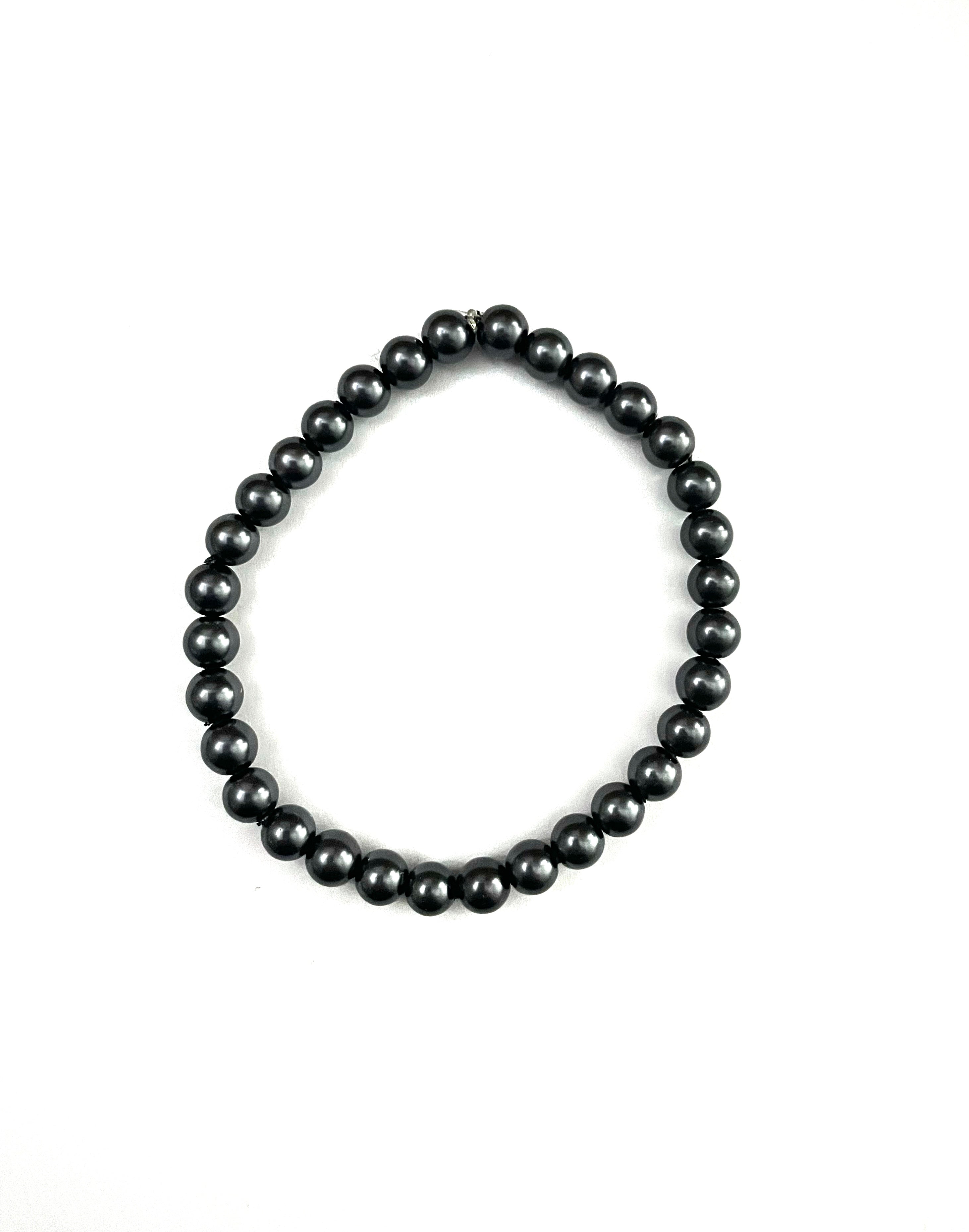 Gunmetal Glass Pearl Stretchy Bracelet