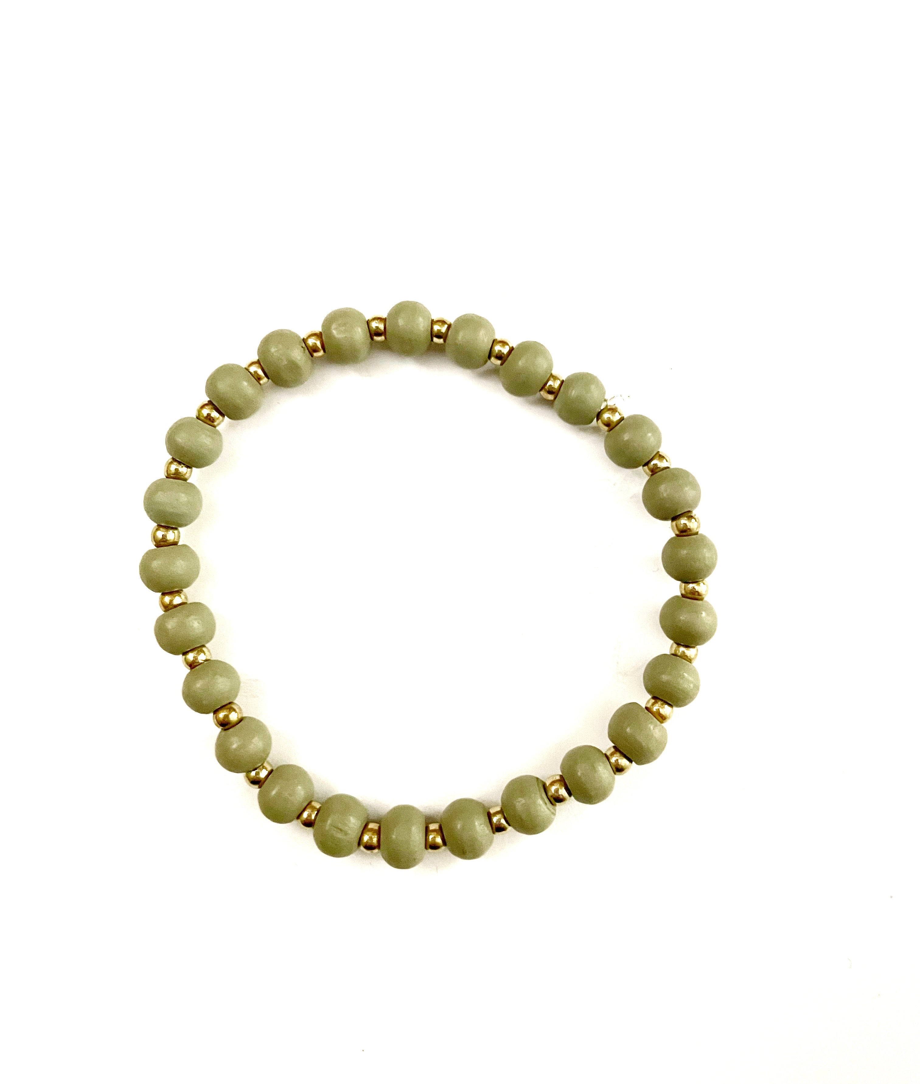 Green Glass Stacked Bracelet