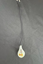 White with Yellow, Blue and Red Glass Necklace