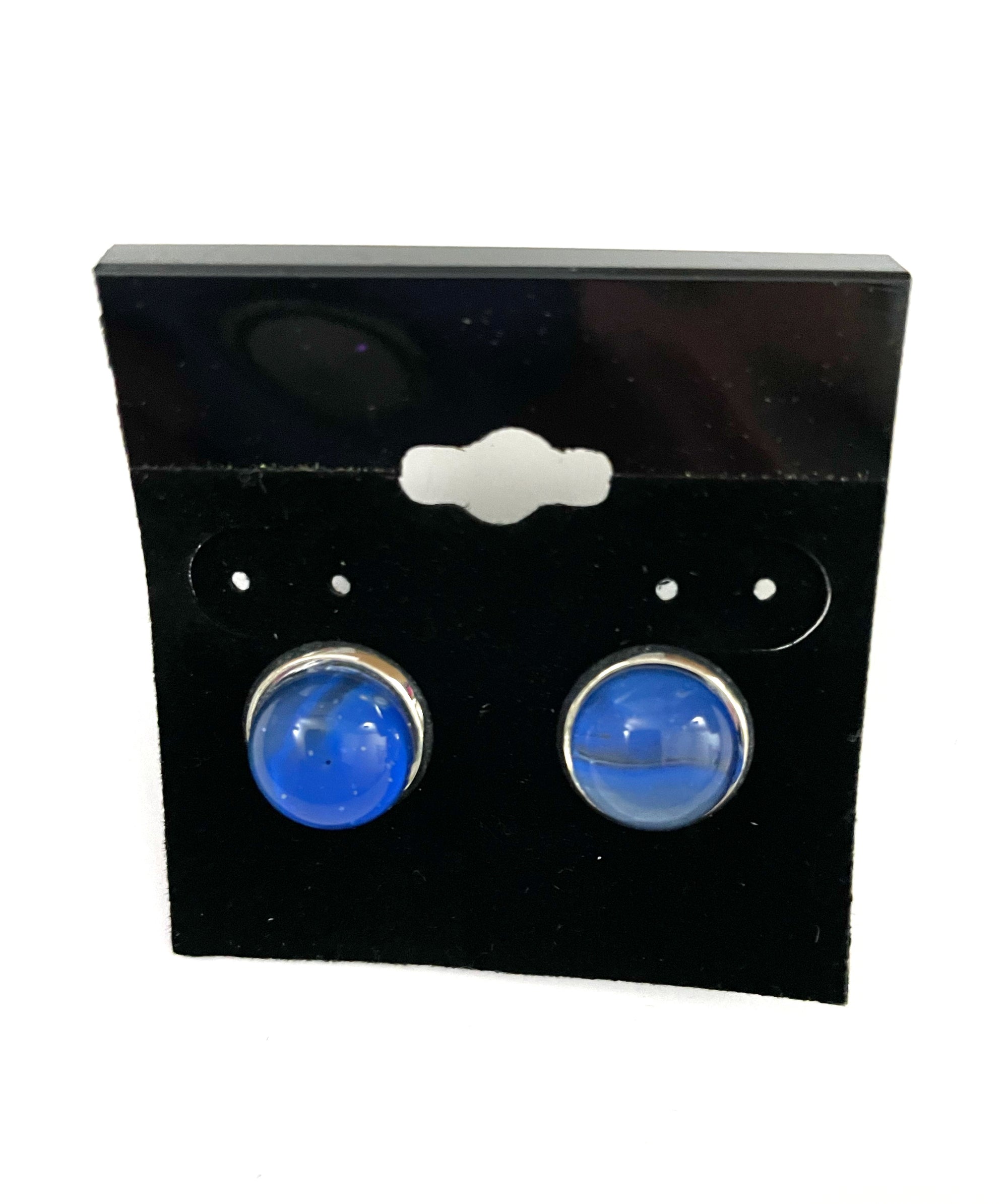 Blue Acrylic Paint Earrings - Post