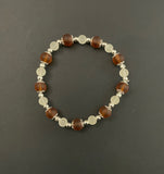Frosted Browns and White Glass Stacked Bracelet