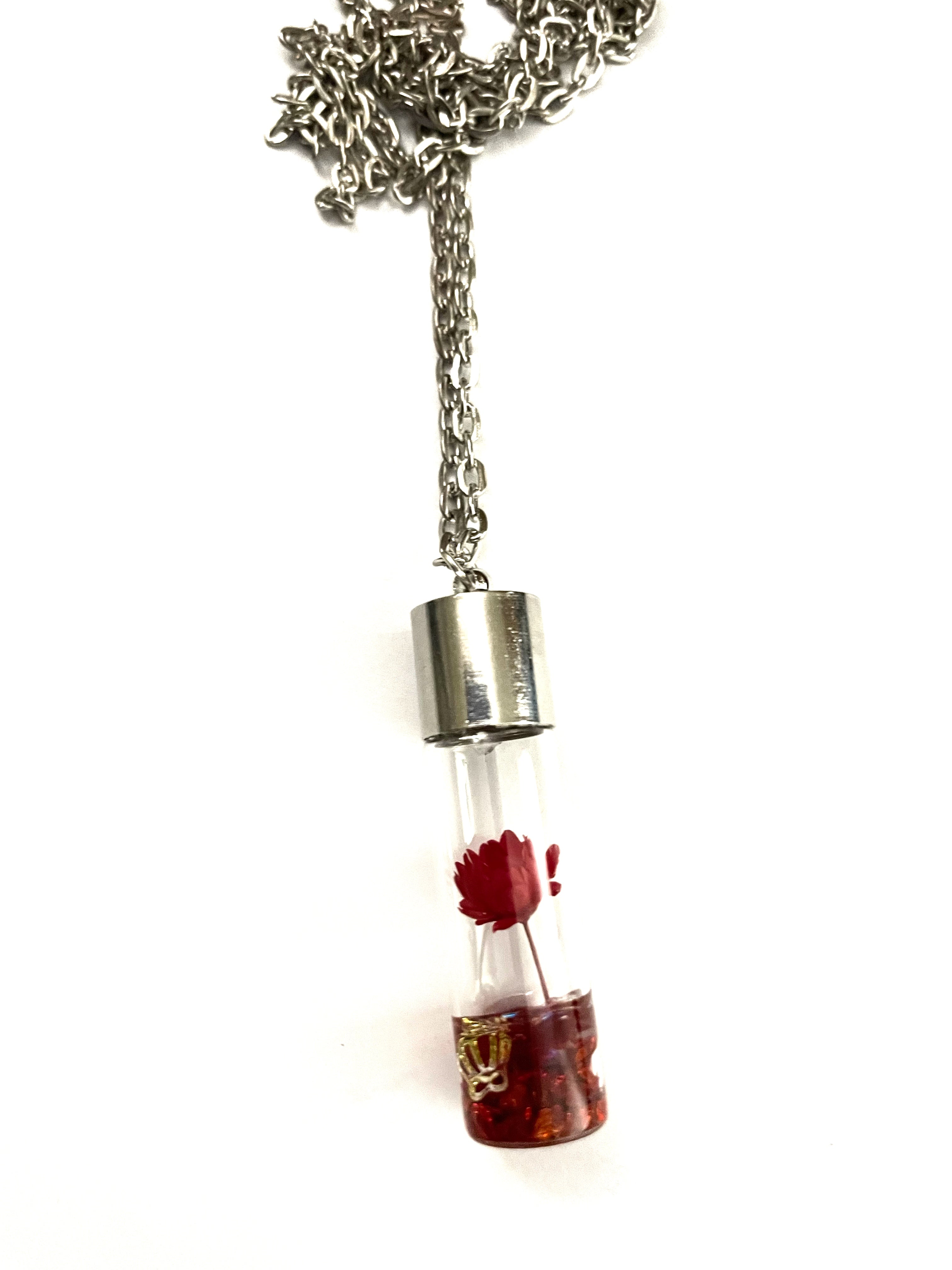 Dried Flower in Glass Bottle Necklace