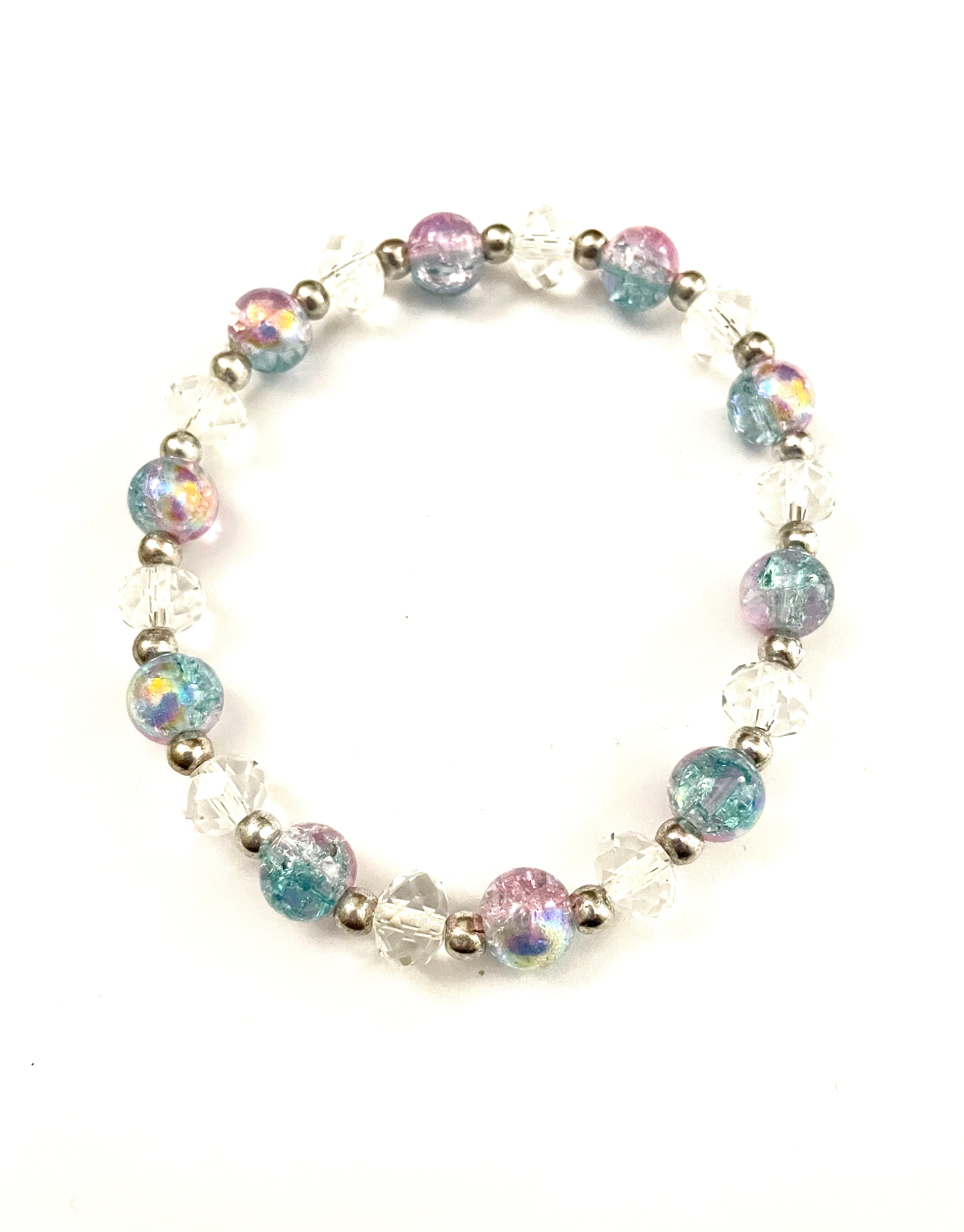 Baby Pink and Blue Stretchy Bracelet