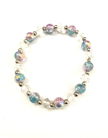 Baby Pink and Blue Stretchy Bracelet