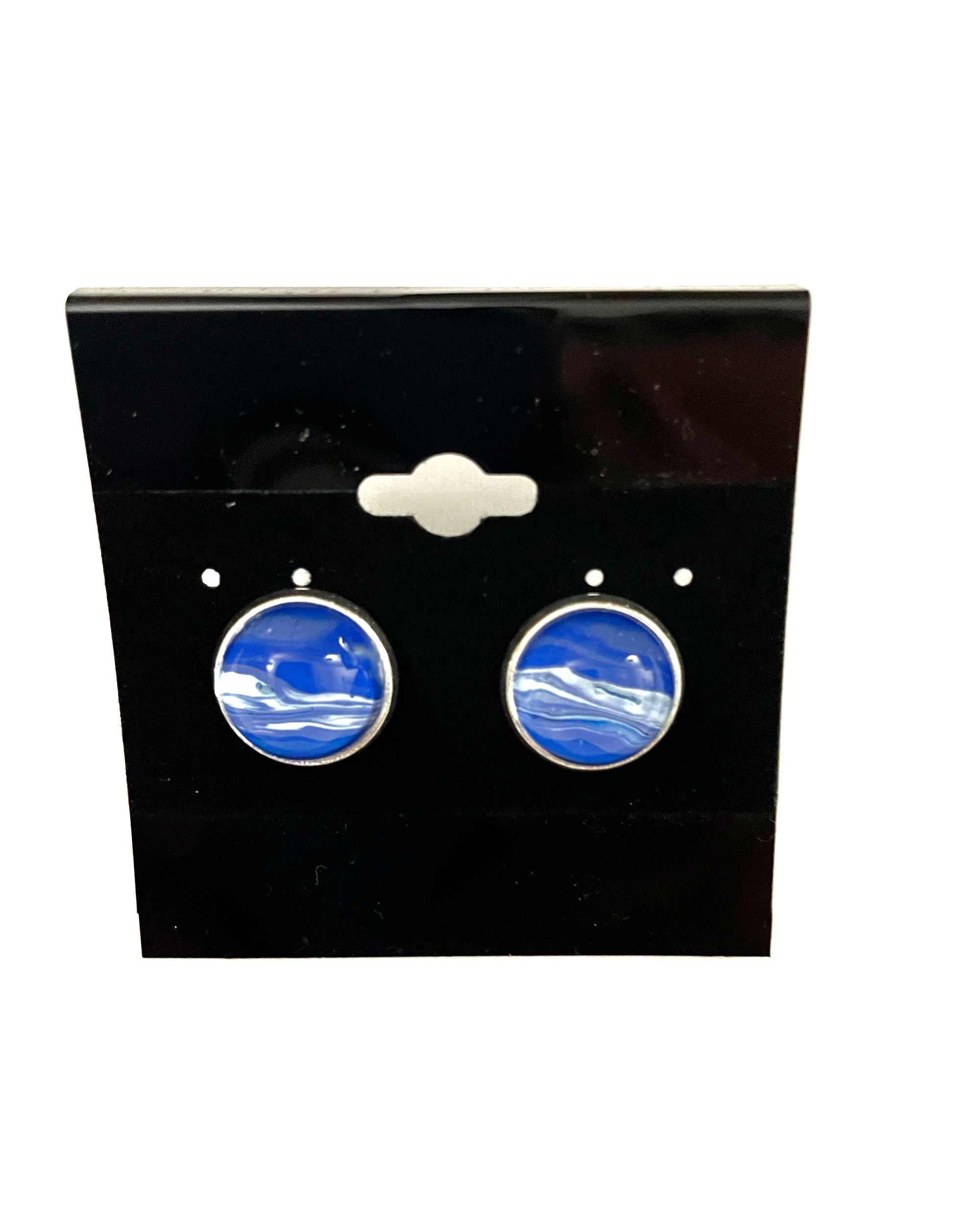 Blue Acrylic Paint Earrings - Post