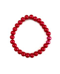 Cerise Red Glass Pearl Stretchy Bracelet