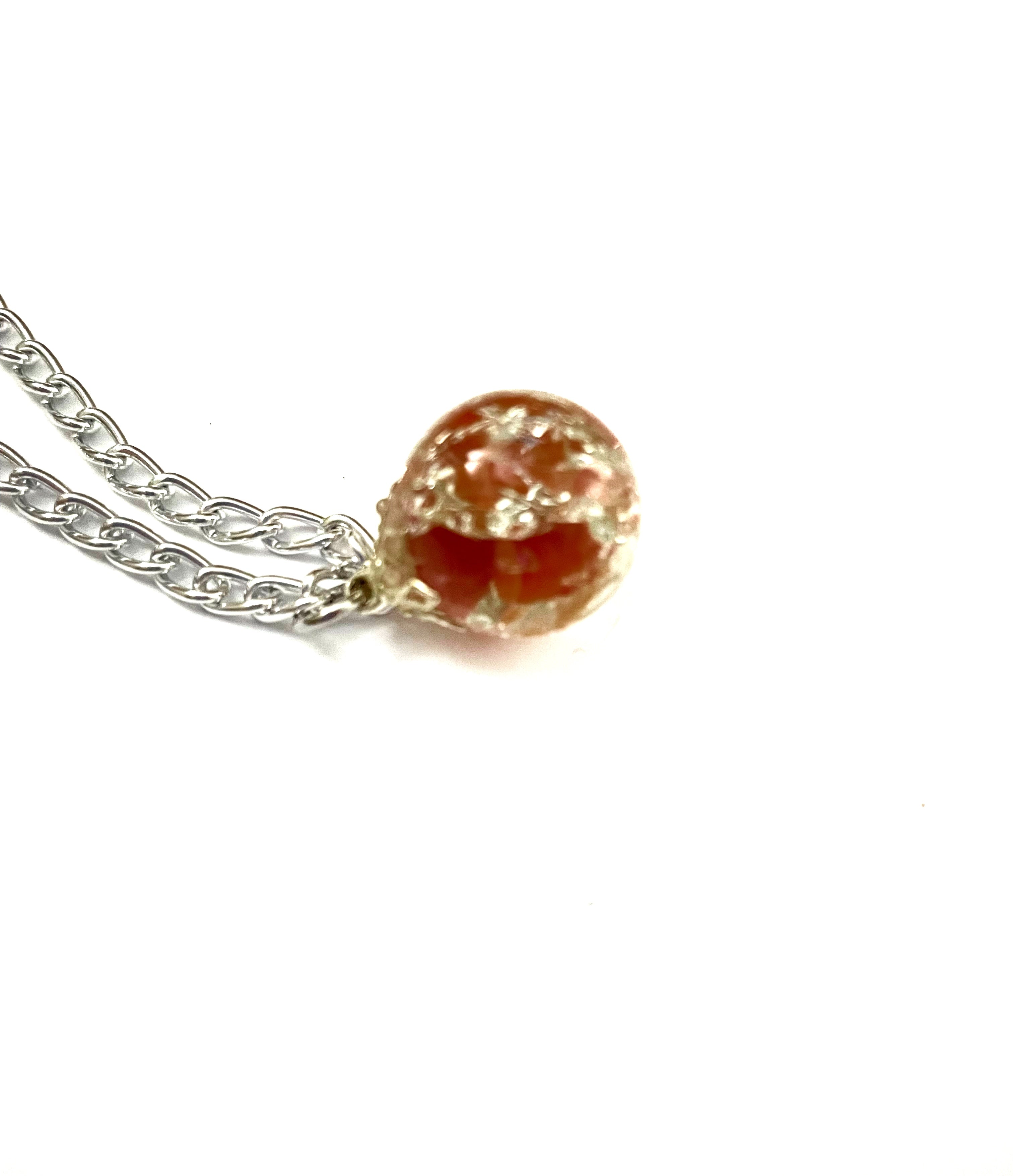 Orange-Red Marble Necklace