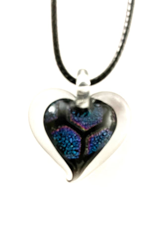 Pink Blue Dichroic Heart Necklace