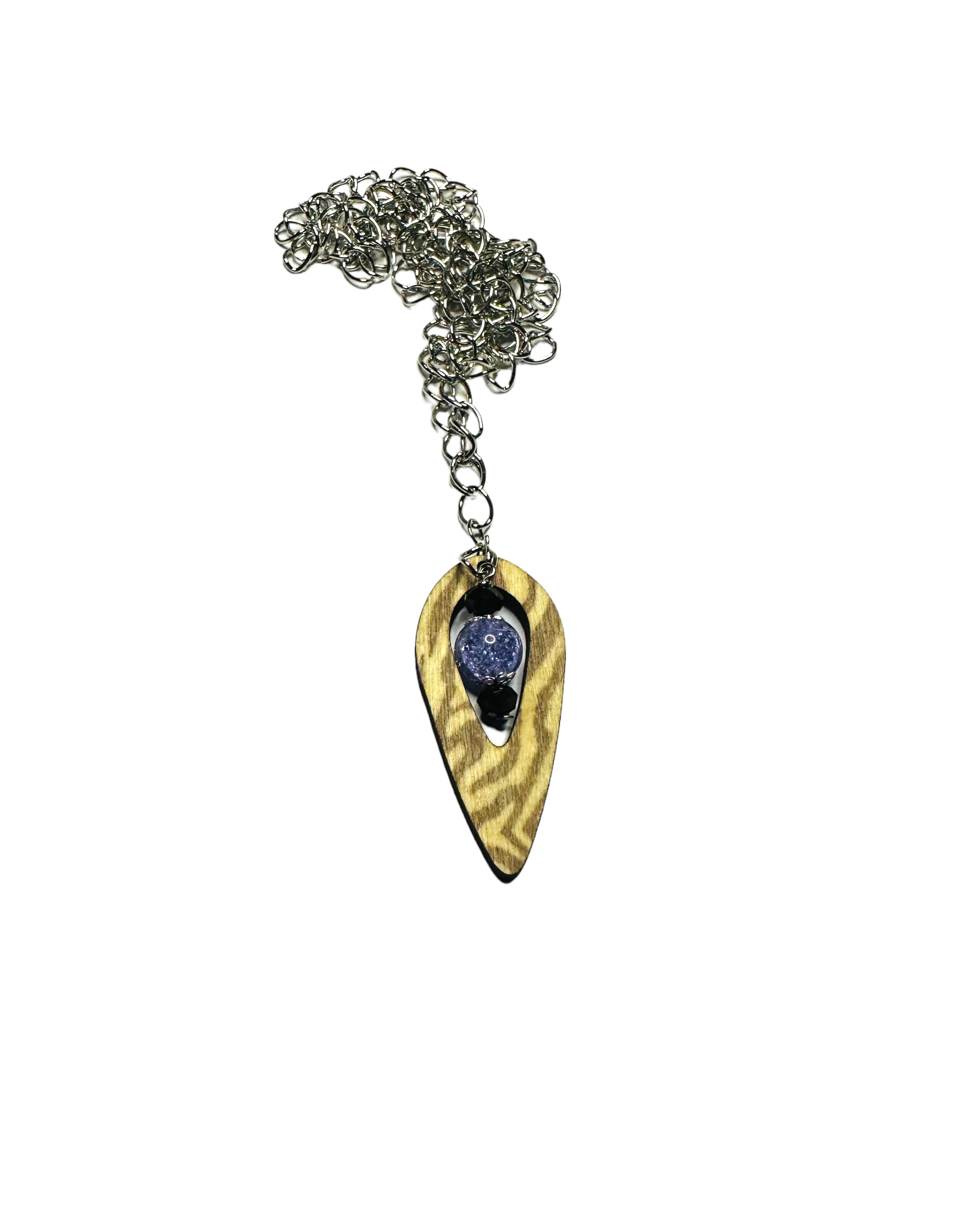 Teardrop Wooden Dangle Necklace