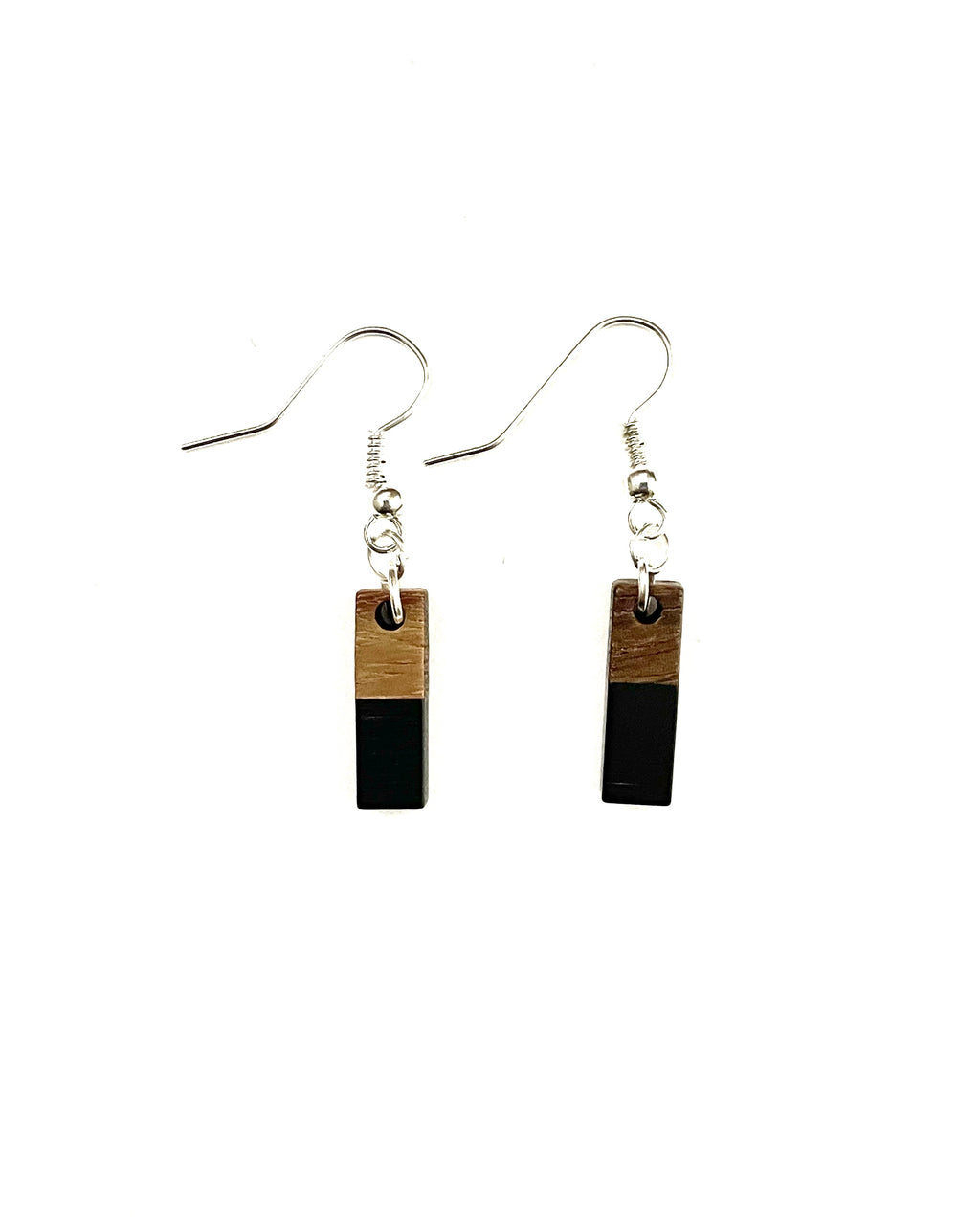 Extra Small Rectangle Resin & Wood  Earrings