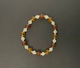 Frosted Browns and White Glass Stacked Bracelet