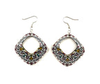 Diamond Wood  Carved Earrings