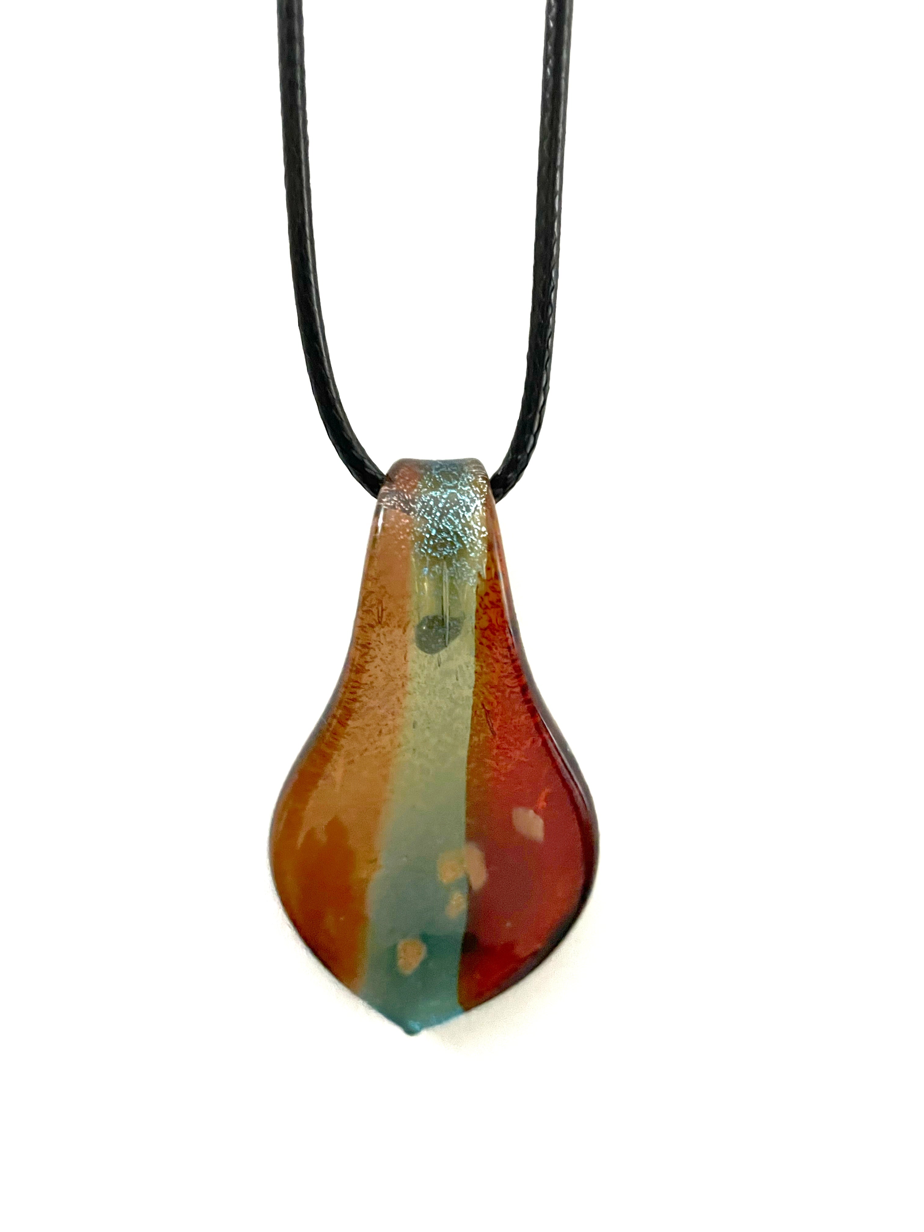 Purple and Blue with Gold Flakes Glass Necklace