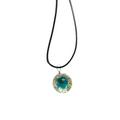 Blue Flower in Glass Necklace