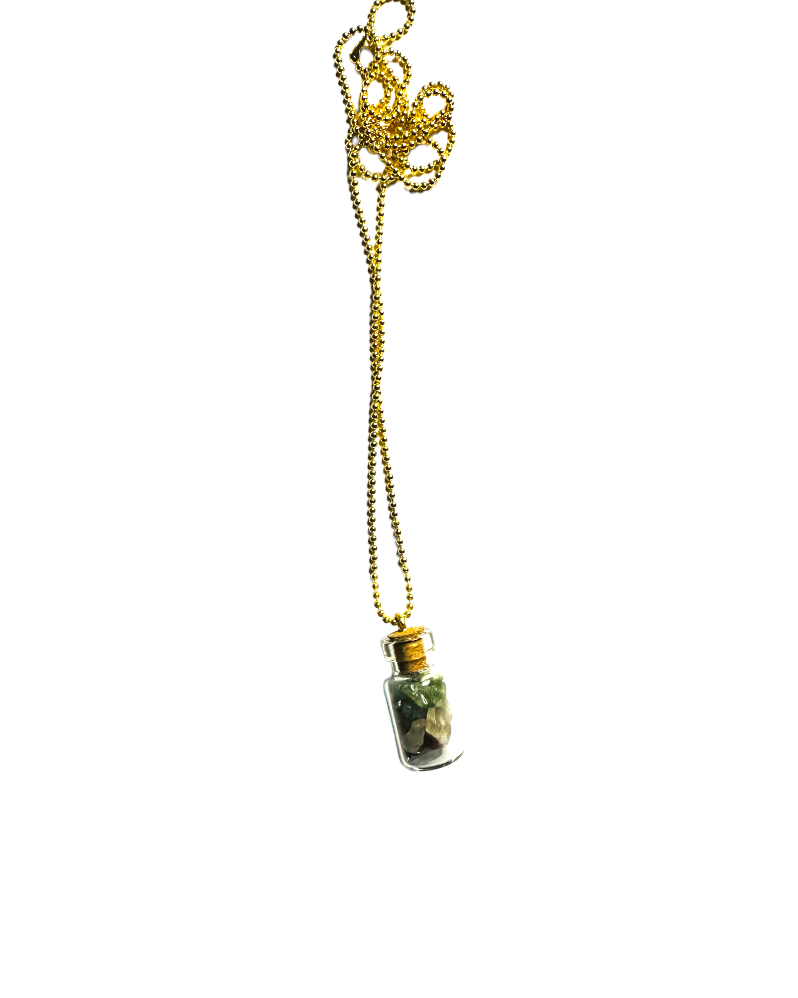 Crystal Chips in Glass Bottle Necklace