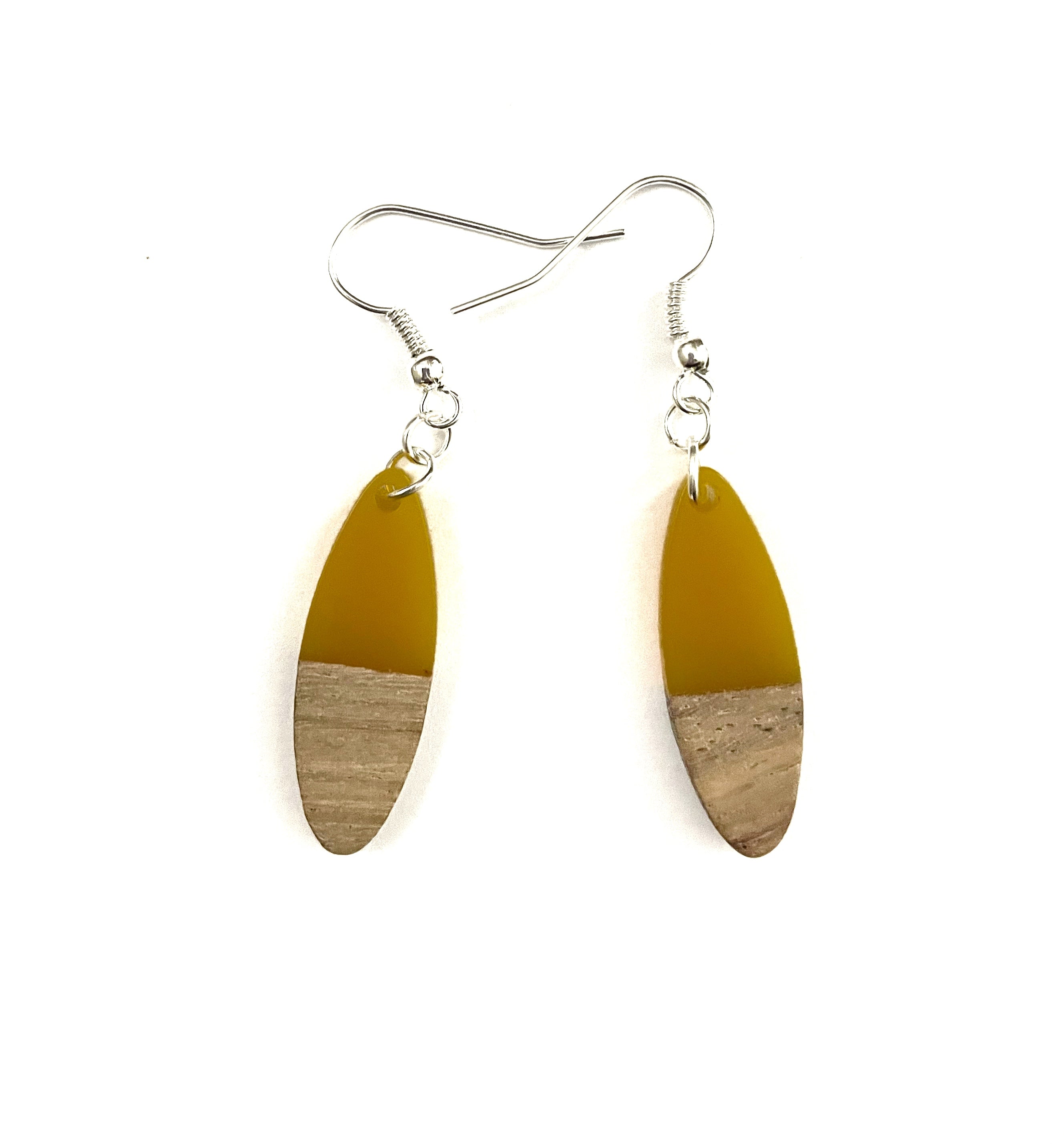Small Oval Resin & Wood  Earrings