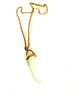 Milky White Glass Bullet Pendant in Gold Necklaces