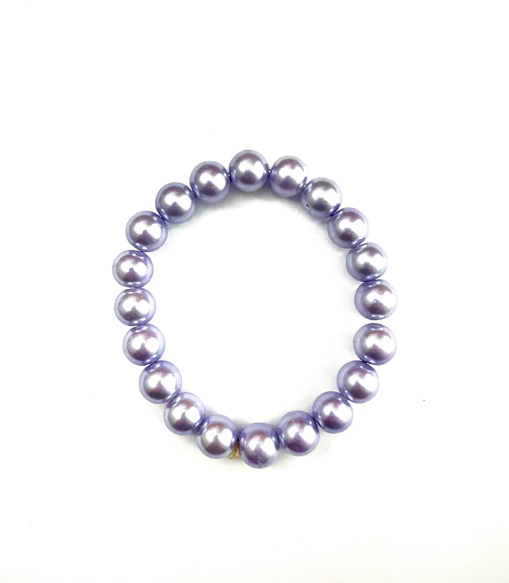 Light Purple Glass Pearl Stretchy Bracelet