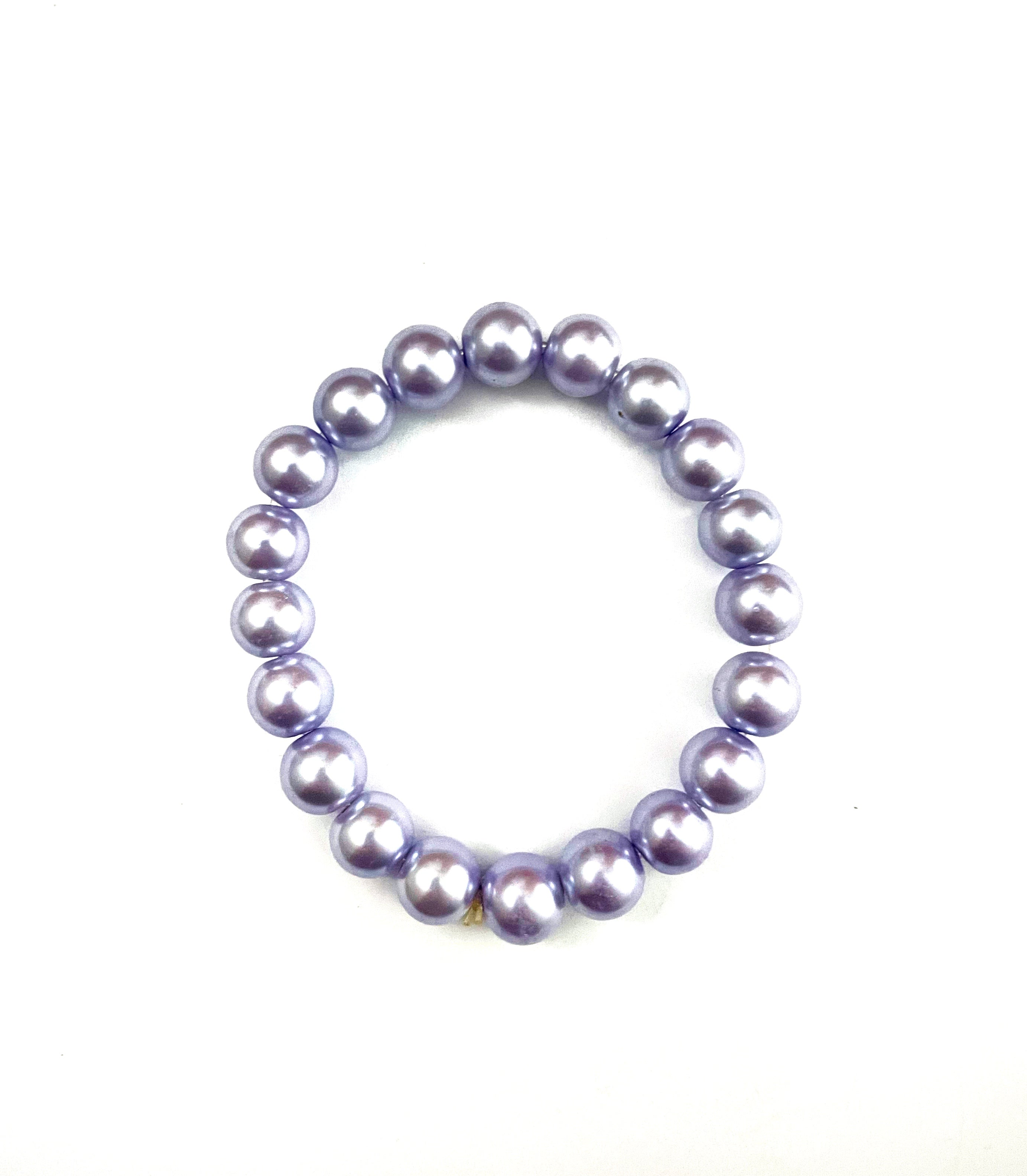 Light Purple Glass Pearl Stretchy Bracelet