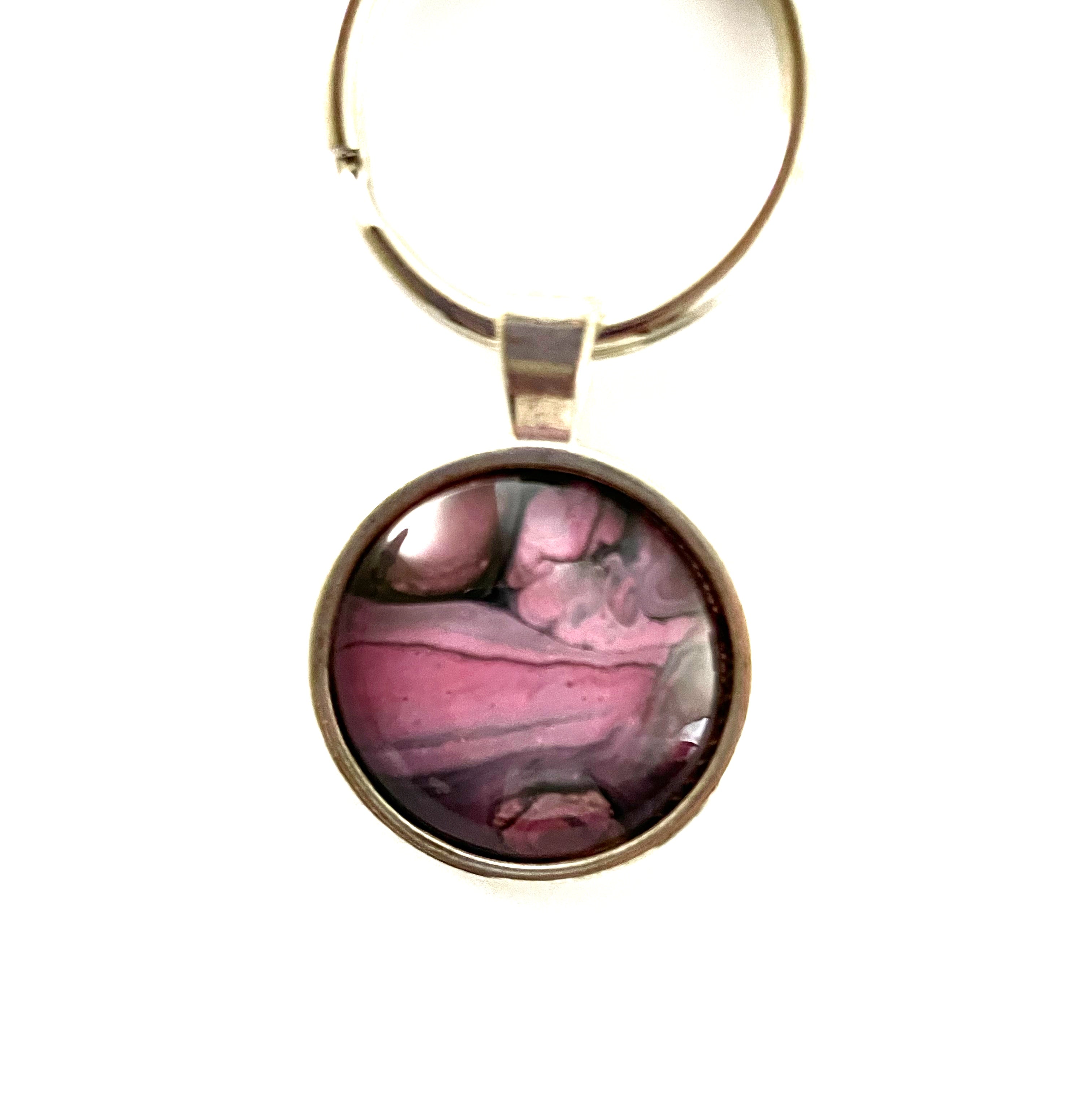 Pink Acrylic Paint Key Ring