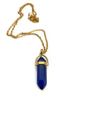 Blue Glass Bullet Pendant in Gold Necklaces