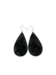 Medium Black Vinyl Look Leather Earrings