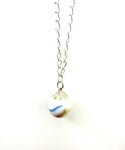 White Opaque with Red and Blue Stripes Marble Necklace