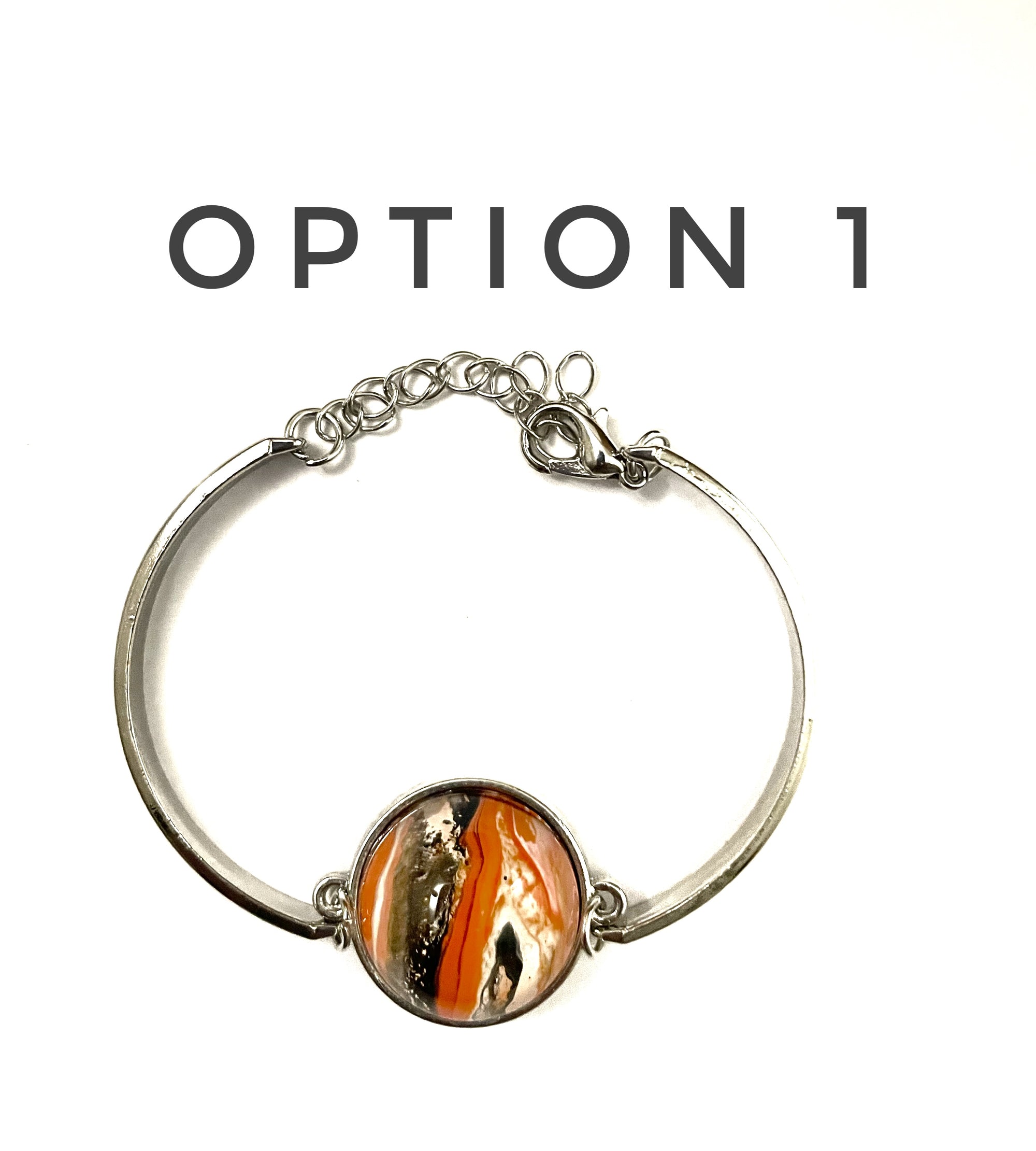 Black and Orange Swirl Acrylic Paint Bracelets