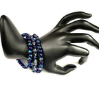 Blue Rainbow Glass Stacked Bracelet