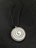 White with Black Line Circle Glass Necklace