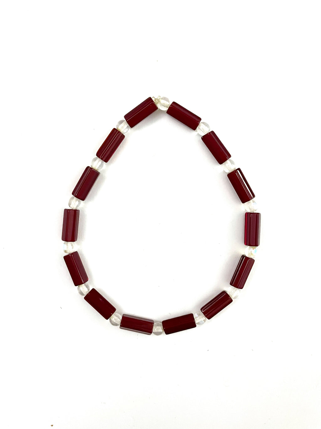 Red Barrel Glass Bead Stretchy Bracelet