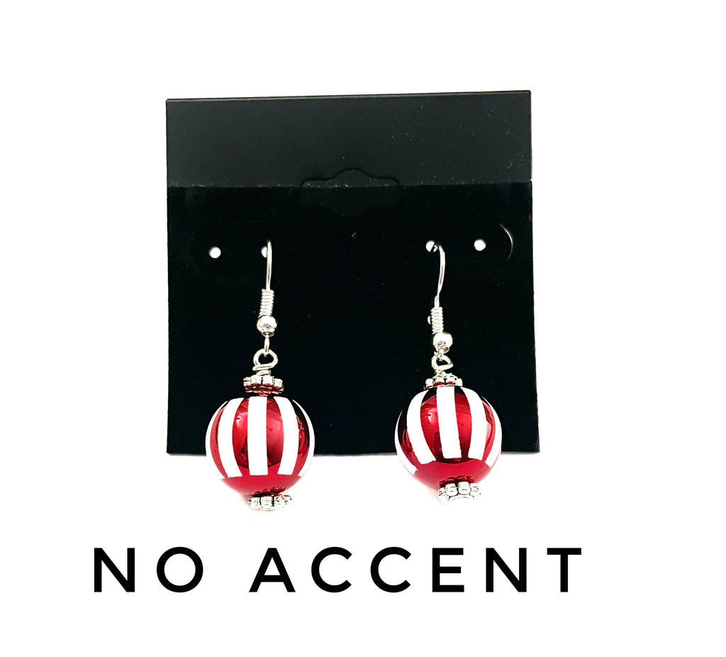 Red and White Christmas Ball Dangle Earrings