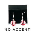Red and White Christmas Ball Dangle Earrings
