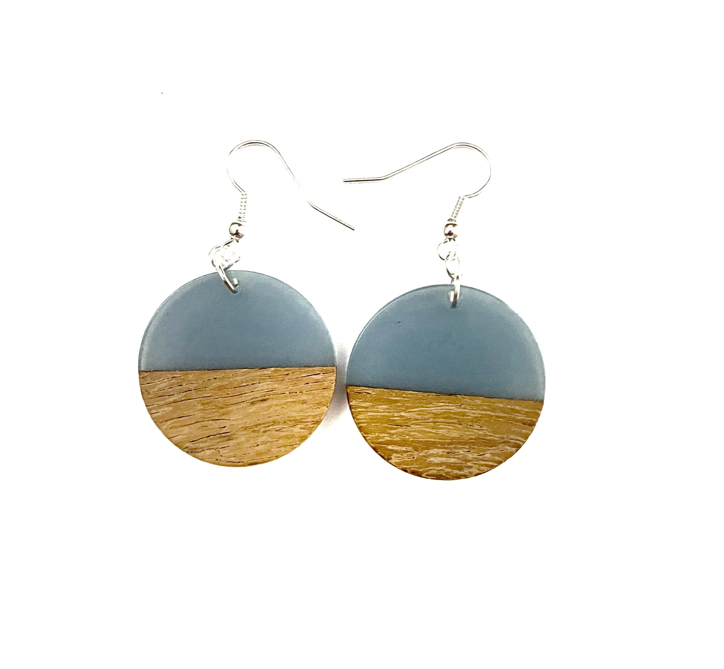 Medium Circle Resin & Wood  Earrings
