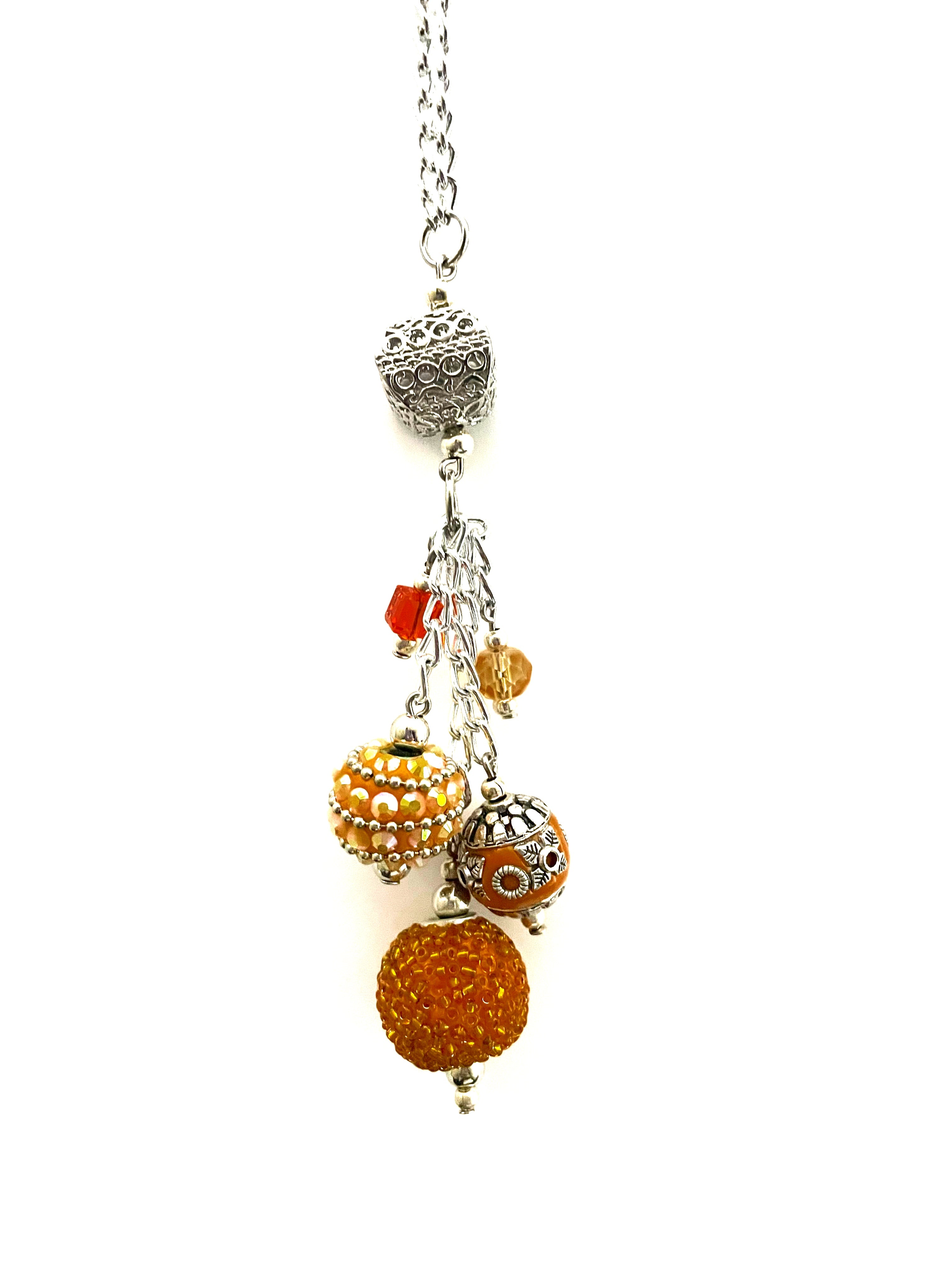 Orange Bead Dangle Necklace
