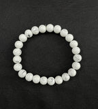 White Howlite with Black Lines Stretchy Bracelet