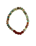Green and Brown Glass and Brown Lava Stone Bracelet