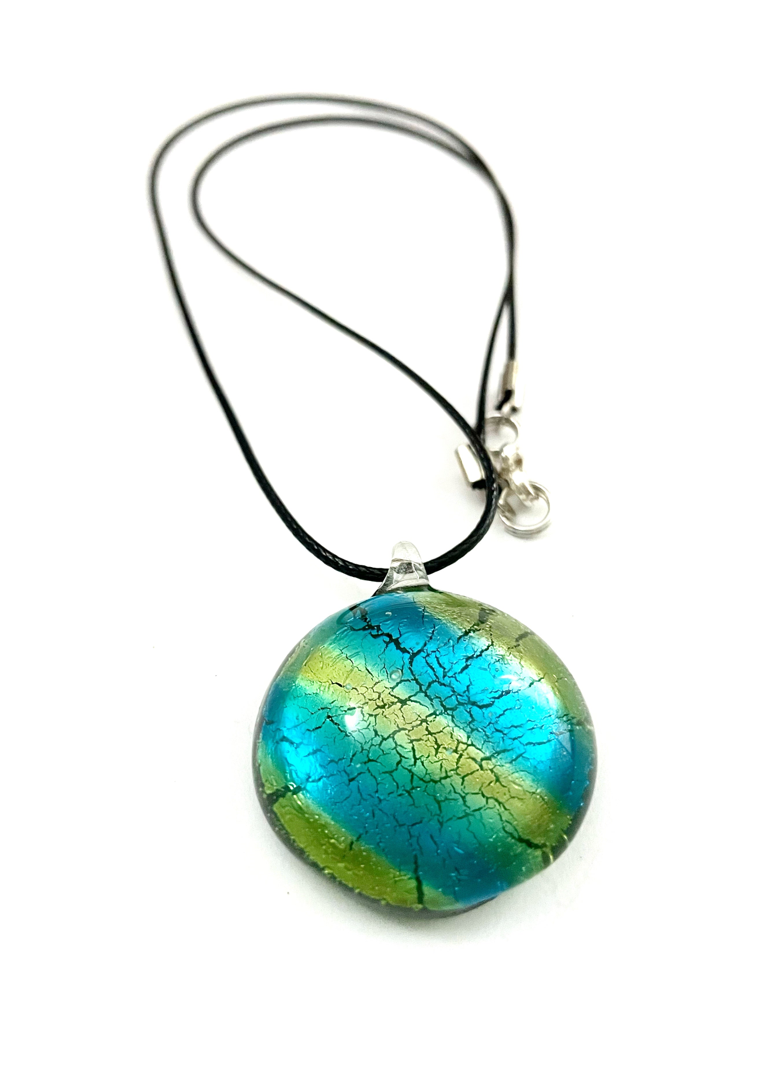 Blue and Yellow Glass Necklace