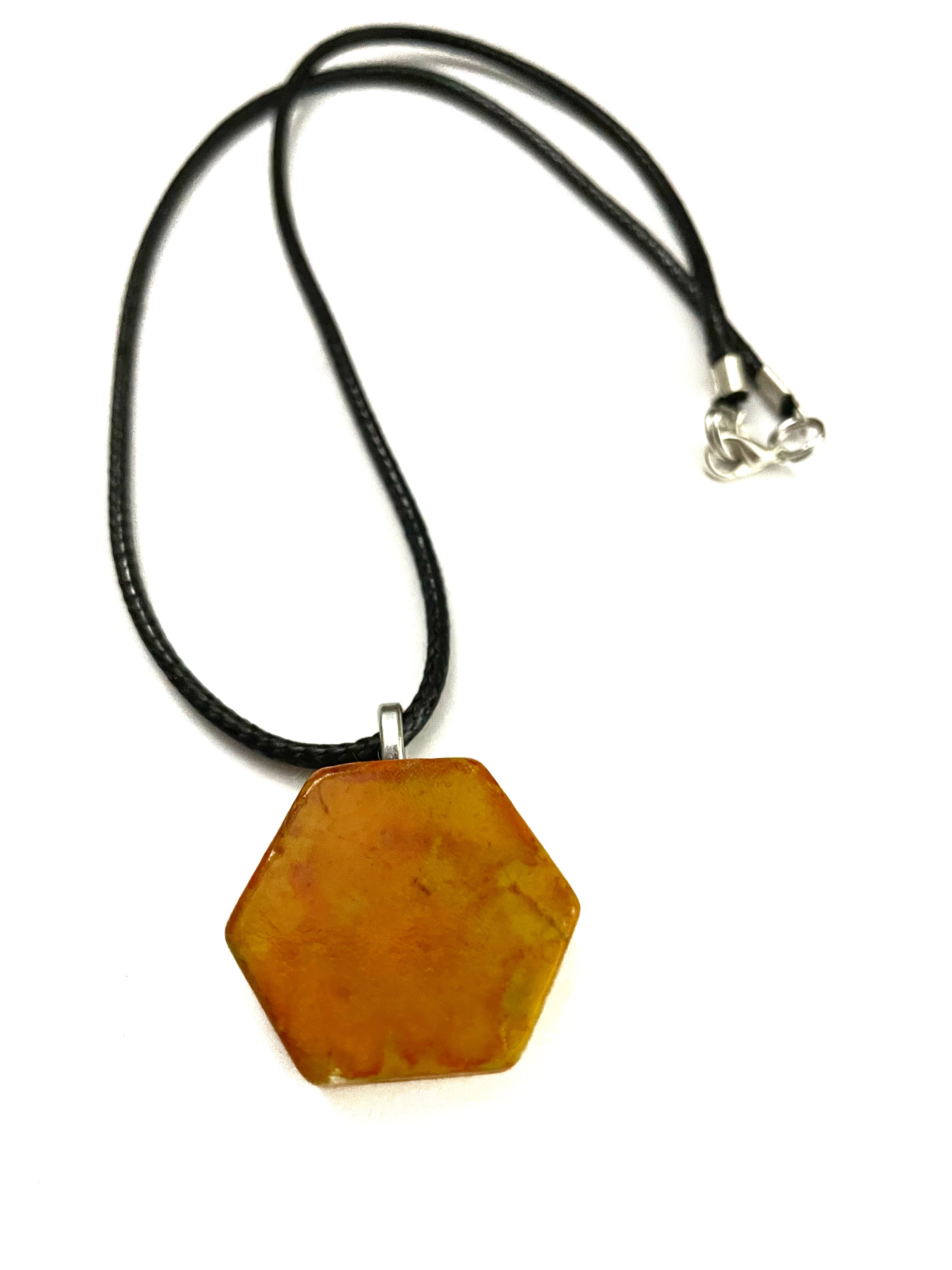 Orange Hexagon Tile Necklace