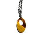 Oval Resin and Wood Pendant Necklace