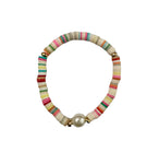 Pearl with Multicolored Heishi Stretchy Bracelet