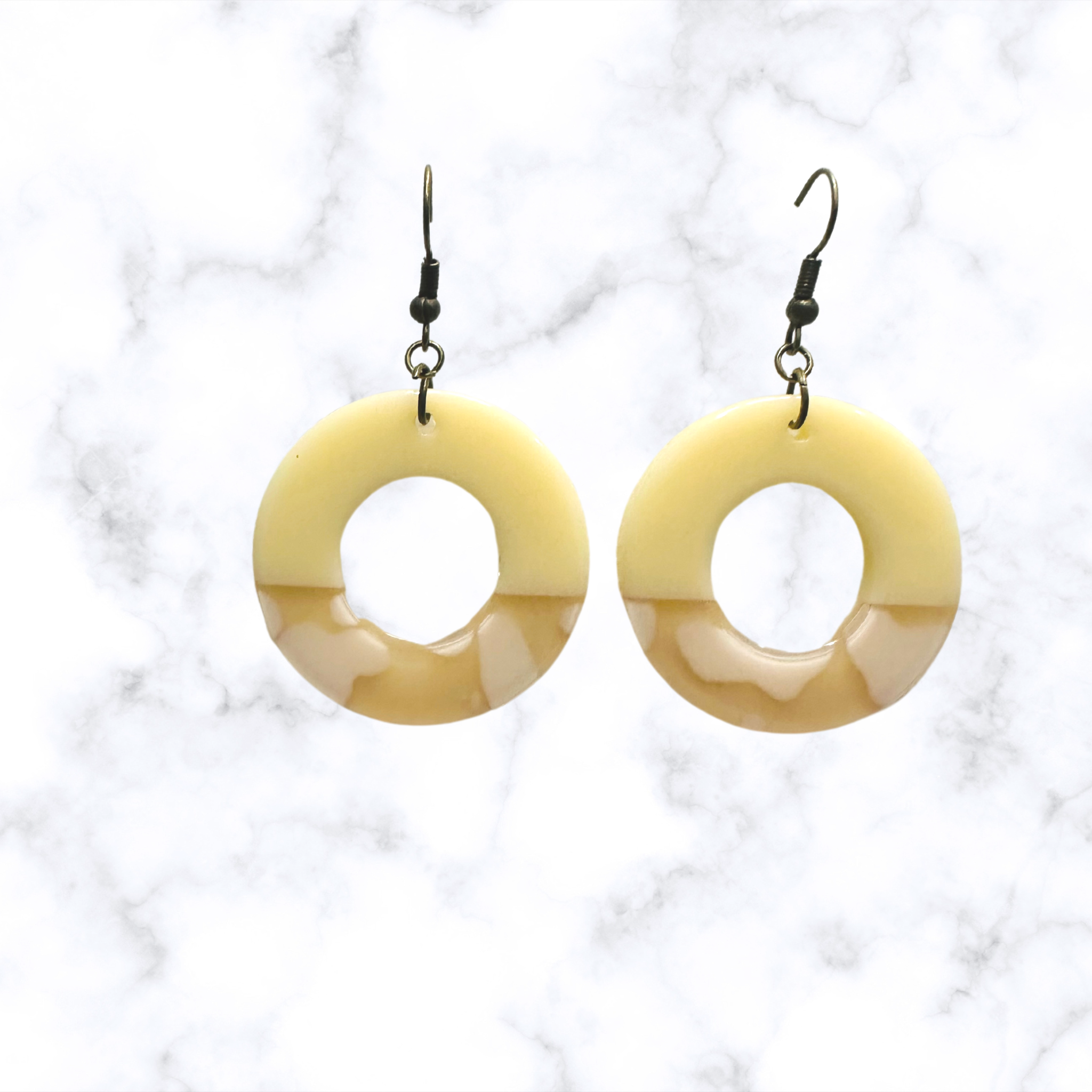 Half Cream Half Design Acrylic Dangle Earrings