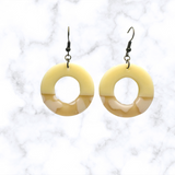 Half Cream Half Design Acrylic Dangle Earrings