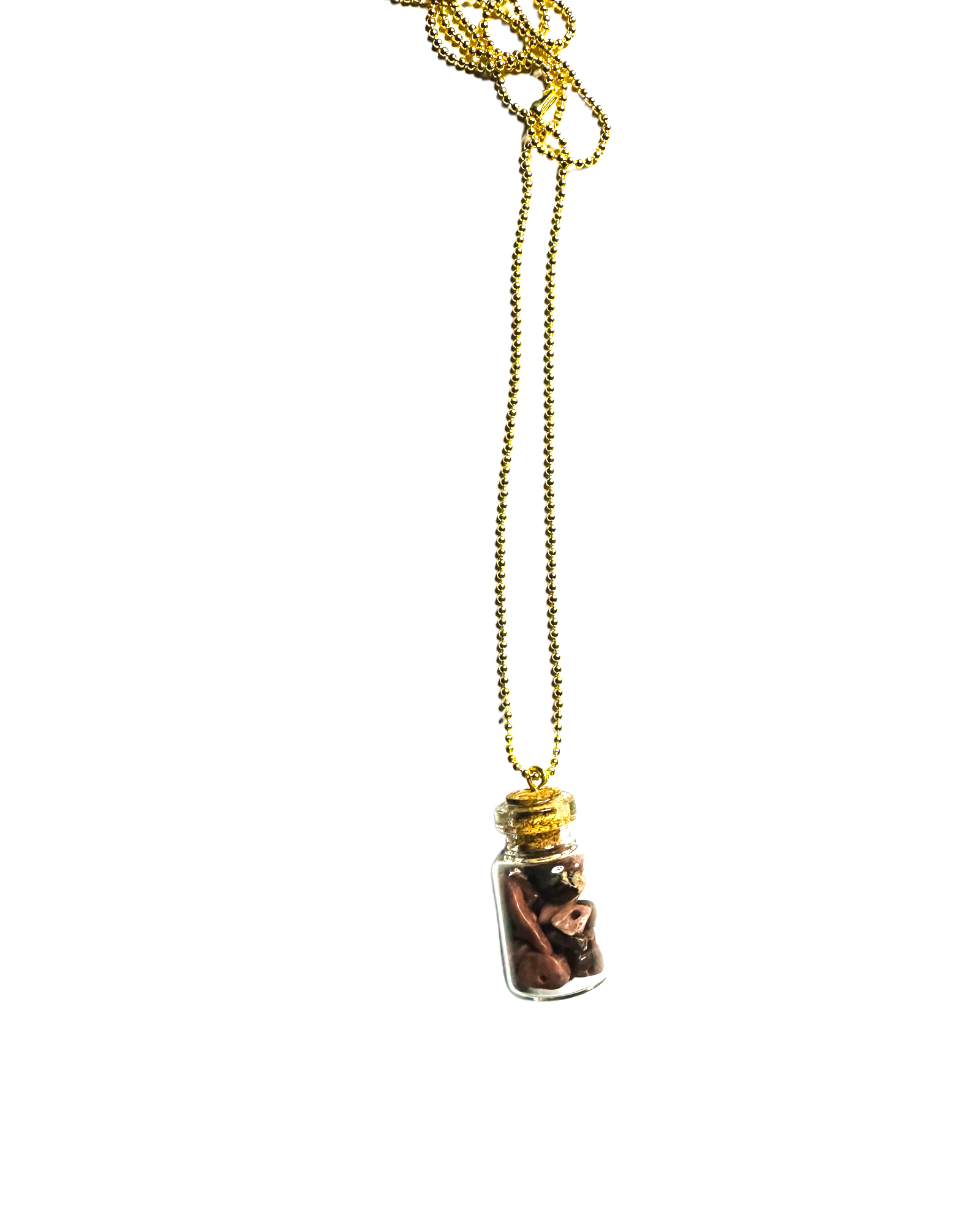Crystal Chips in Glass Bottle Necklace