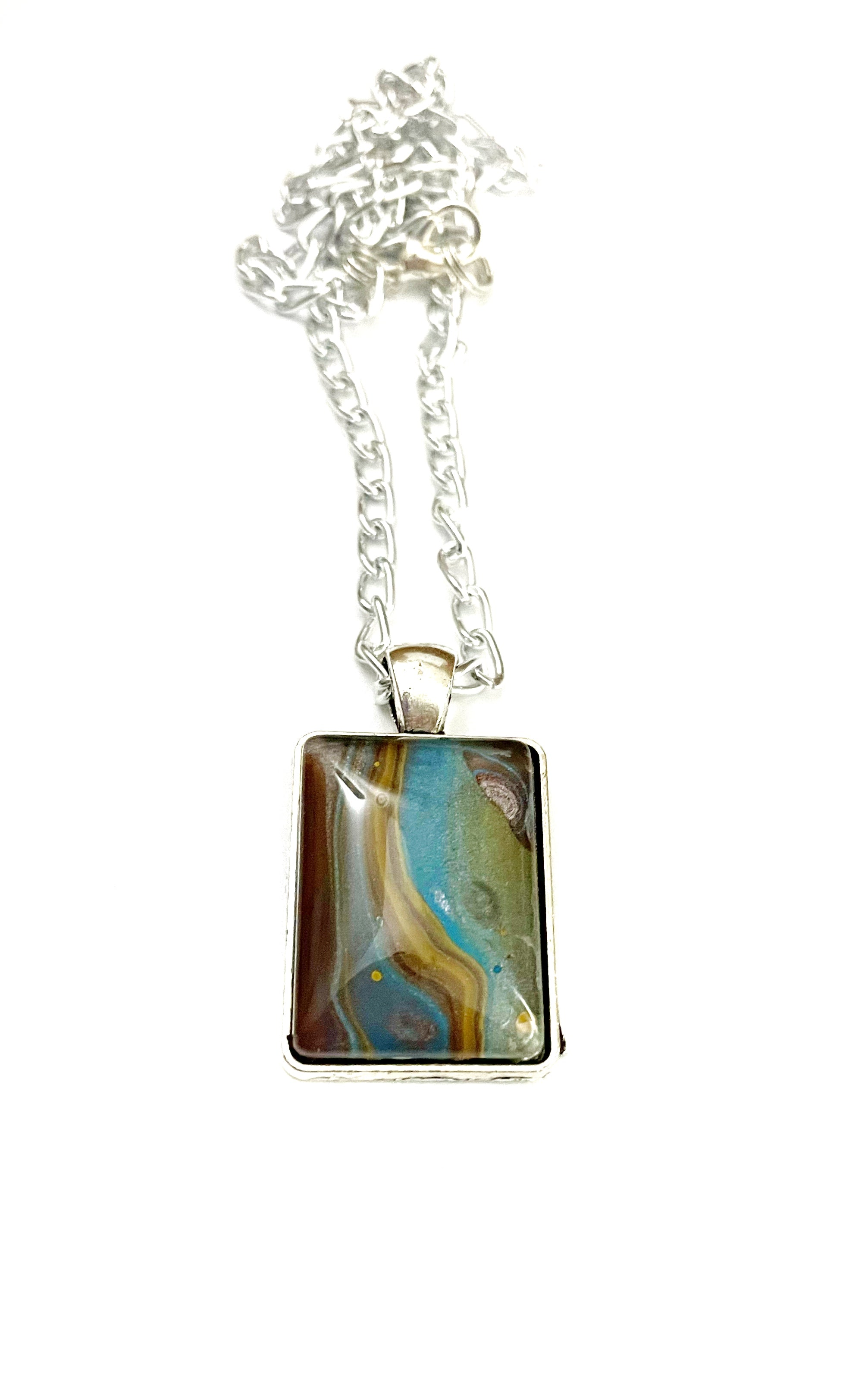 Brown, Blue and Yellow Acrylic Necklaces