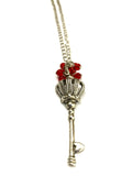 Crown Key with Red Dangle Necklace